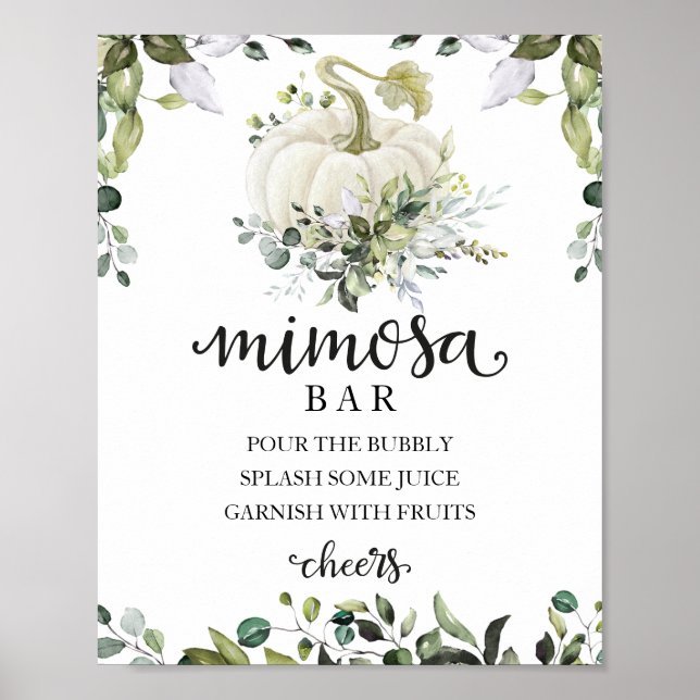 Poster Sinal de barra de Mimosa com folhagem para chá de  (Frente)