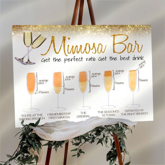 Poster Sinal de barra de Mimosa com purpurina dourada par (Criador carregado)