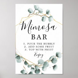 Poster Sinal de Barra de Mimosa com Verde de Eucalipto