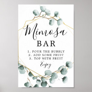Poster Sinal de Barra de Mimosa com Verde de Eucalipto