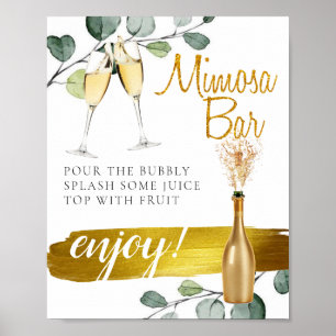 Poster Sinal de Barra de Mimosa de Brunch de Noiva com Ve