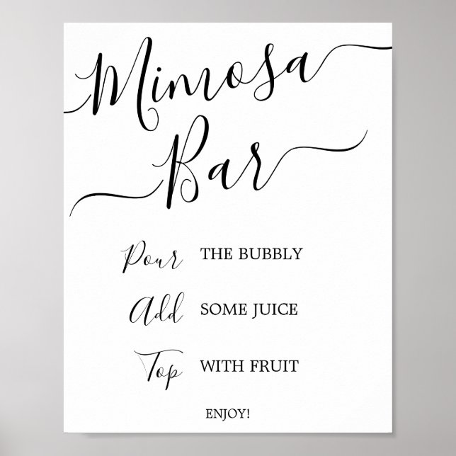 Poster Sinal de Barra de Mimosa de Caligrafia Preta para  (Frente)