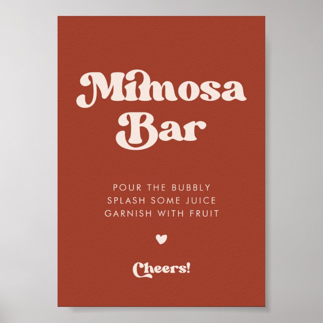 Poster Sinal de barra de Mimosa de casamento de terracota (Frente)