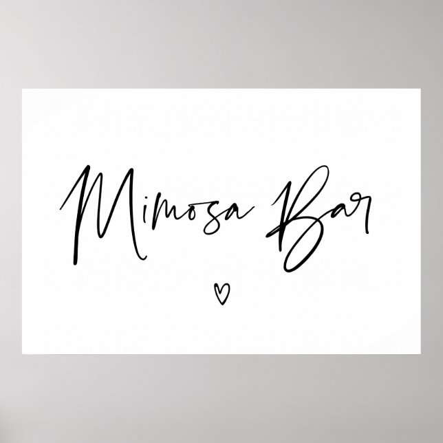 Poster Sinal de barra de Mimosa de casamento preto e bran (Frente)