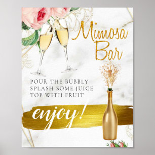 Poster Sinal de Barra de Mimosa de Folhagem Corada Floral