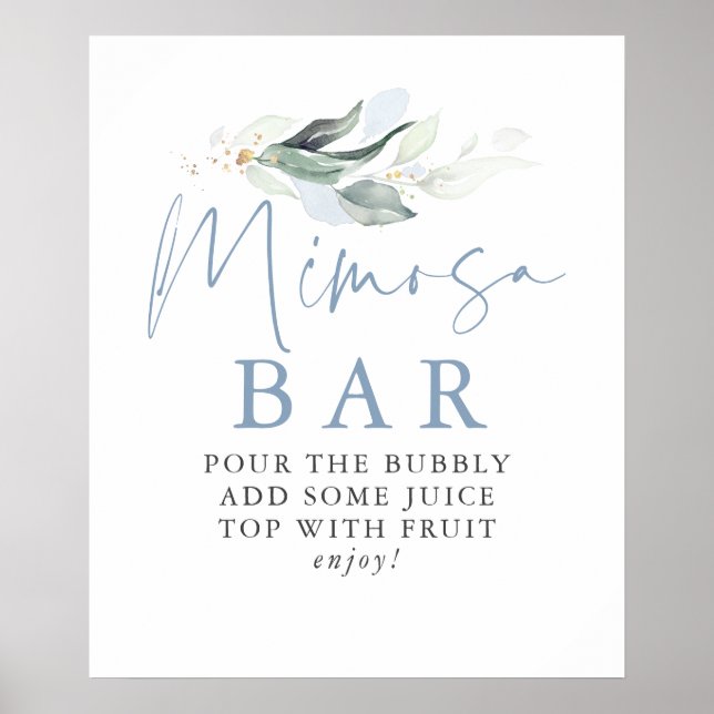 Poster Sinal de barra de Mimosa de folhas de ouro com ver (Frente)