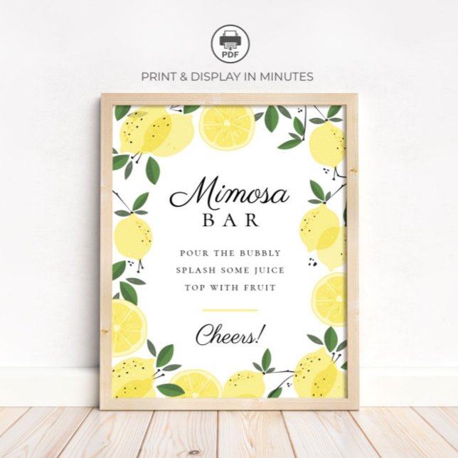 Poster Sinal de Barra de Mimosa de Limão Amarelo (Criador carregado)