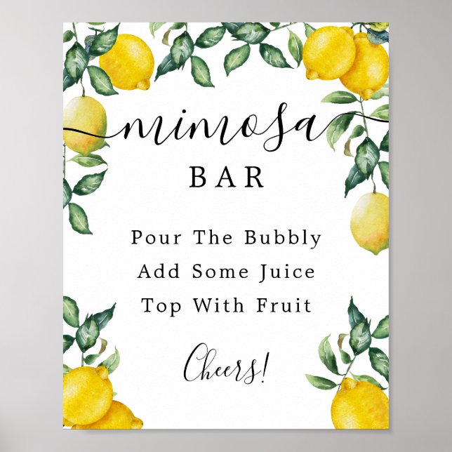 Poster Sinal de barra de Mimosa de limões (Frente)