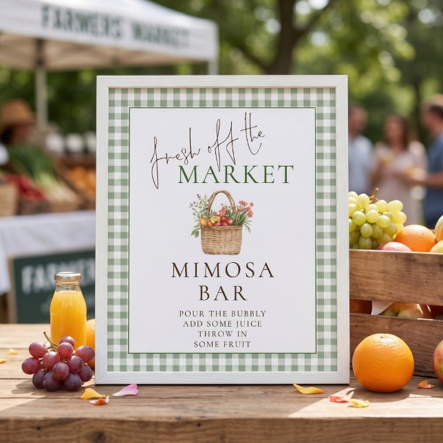 Poster Sinal de Barra de Mimosa de Mercado de Gingham par (Criador carregado)