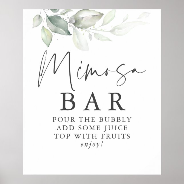 Poster Sinal de barra de Mimosa de prata com greenery em  (Frente)