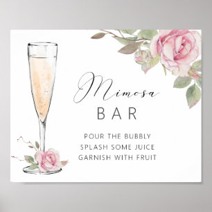 Poster Sinal de barra de Mimosa de Rosa Rosa para Chuveir