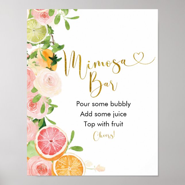 Poster Sinal de barra de Mimosa de Toranja Cítrica para C (Frente)