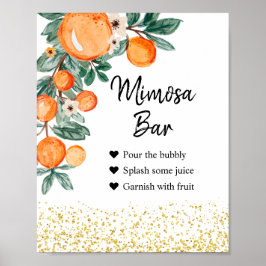 Poster Sinal de barra de Mimosa de verão laranja em aquar
