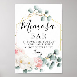 Poster Sinal de Barra de Mimosa de Verdura Floral