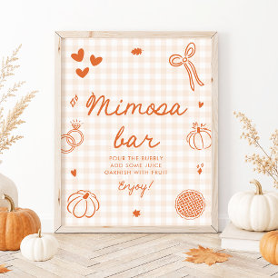 Poster Sinal de barra de Mimosa desenhado à mão em xadrez