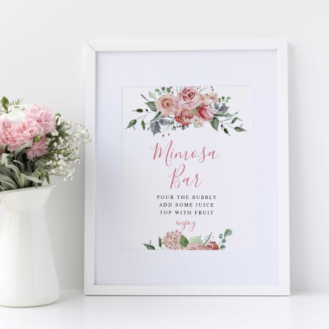 Poster Sinal de barra de Mimosa Elegante casamento rosa p (Criador carregado)