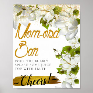 Poster Sinal de barra de Mimosa elegante de jasmim branco