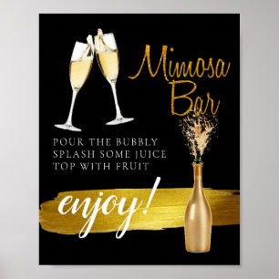 Poster Sinal de barra de Mimosa elegante dourado minimali