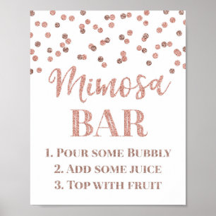 Poster Sinal de barra de Mimosa em Rose Gold Confetti par