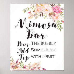 Poster Sinal de barra de mimosa floral Boho