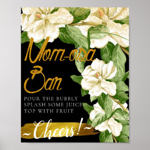 Poster Sinal de barra de Mimosa floral branca elegante