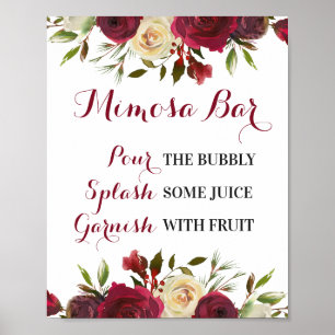 Poster Sinal de barra de Mimosa Marsala Casamento Chuveir