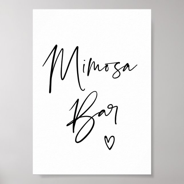 Poster Sinal de Barra de Mimosa Moderna para Casamento No (Frente)
