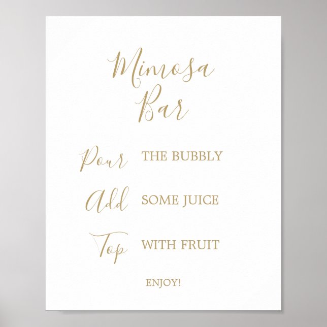Poster Sinal de Barra de Mimosa Nupcial com Caligrafia Do (Frente)