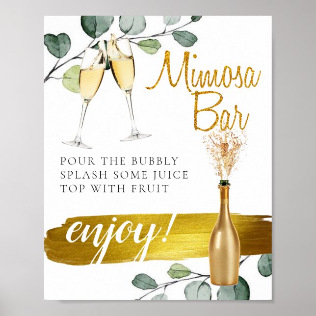 Poster Sinal de barra de Mimosa para Brunch de Noiva com  (Frente)