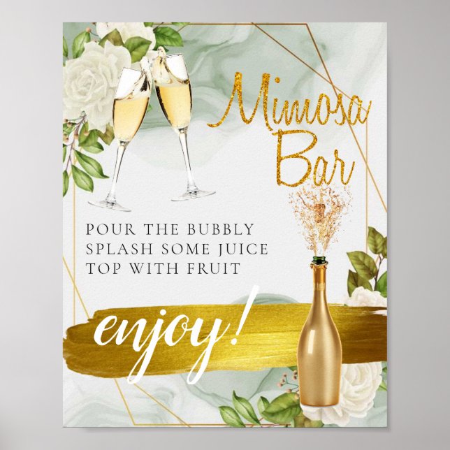 Poster Sinal de barra de Mimosa para Brunch de Noiva com  (Frente)