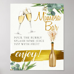 Poster Sinal de barra de Mimosa para Brunch de Noiva com