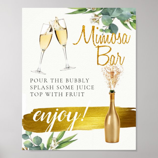 Poster Sinal de barra de Mimosa para Brunch de Noiva com  (Frente)