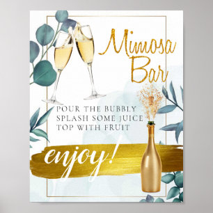 Poster Sinal de barra de Mimosa para Brunch de Noiva com