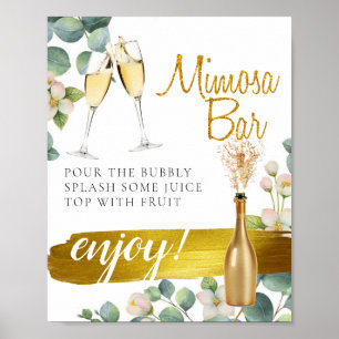 Poster Sinal de barra de Mimosa para café da manhã de noi