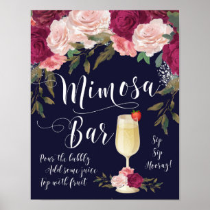 Poster Sinal de barra de Mimosa para casamento em azul ma