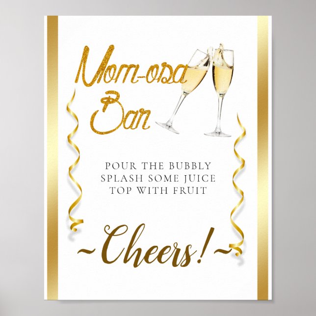 Poster Sinal de barra de Mimosa para chá de bebê dourado  (Frente)