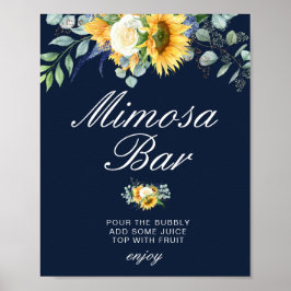 Poster sinal de barra de mimosa para chá de noiva azul ma