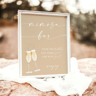 Poster Sinal de Barra de Mimosa para Chá de Noiva Boho