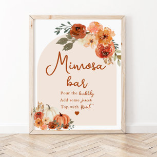 Poster Sinal de Barra de Mimosa para Chá de Noiva Boho Ou