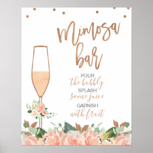 Poster Sinal de Barra de Mimosa para Chá de Noiva com Flo