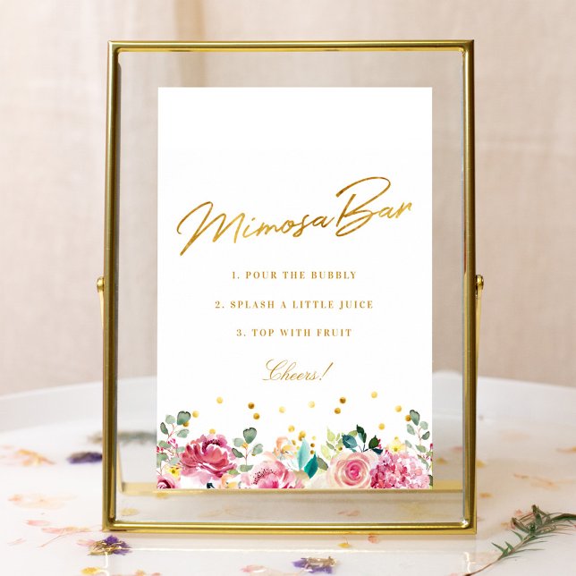 Poster Sinal de barra de Mimosa para chá de noiva com flo (Criador carregado)