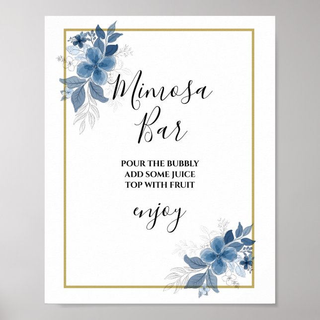 Poster Sinal de barra de Mimosa para chá de noiva com fol (Frente)