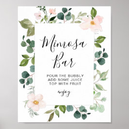 Poster sinal de barra de mimosa para chá de noiva com ver