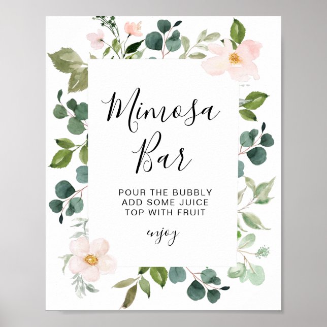 Poster sinal de barra de mimosa para chá de noiva com ver (Frente)
