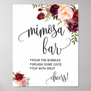 Poster Sinal de barra de Mimosa para chá de noiva de casa