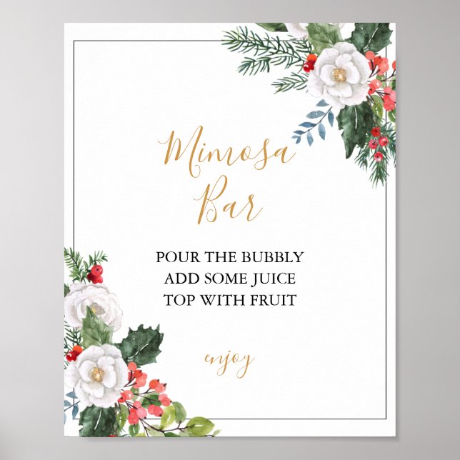 Poster Sinal de barra de Mimosa para chá de noiva de inve (Frente)