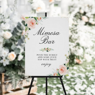Poster Sinal de barra de Mimosa para chá de noiva floral 