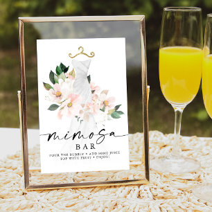 Poster Sinal de barra de Mimosa para chá de noiva floral 