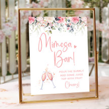 Sinal de Barra de Mimosa para Chá de Noiva Floral 