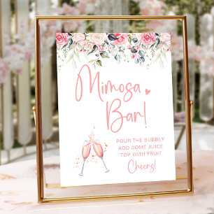 Poster Sinal de Barra de Mimosa para Chá de Noiva Floral 